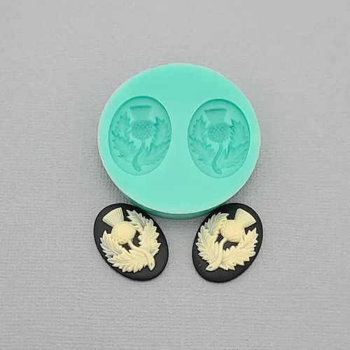 Vista 3 de FS Molde de silicio de marca Cardo Planta 2 Cameos Flexible para Artesanías, Joyería, Resina, Scrapbooking, arcilla polimérica