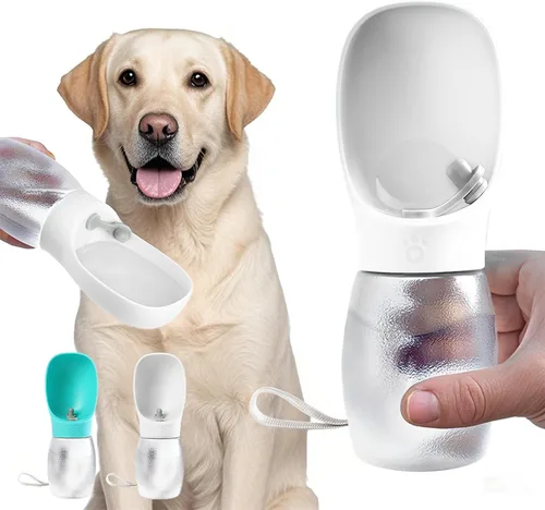 Vista 12 de Kalimdor Botella de agua para perros, dispensador de agua portátil de 12 onzas a prueba de fugas para cachorros con alimentador para mascotas