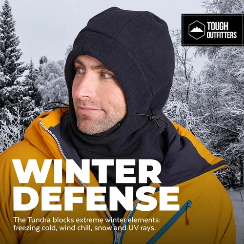 Vista 6 de Tough Headwear Pasamontañas de forro polar - Cubierta facial resistente al viento - Máscara de esquí para equipo de clima frío - Accesorios de Negro