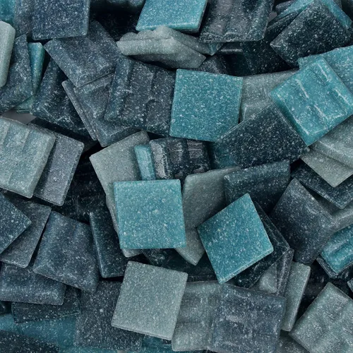 Vista 3 de Azulejos de mosaico coloridos para manualidades y arte de bricolaje (azul, 1 lb)