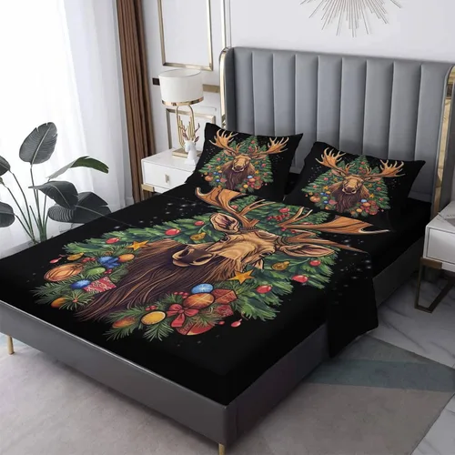 Vista 7 de Sábanas de gato tamaño individual – Sábanas y fundas de almohada de Navidad – 100% microfibra, estampado de alta cantidad de hilos, sábana encimera