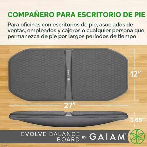 Vista 3 de Gaiam Base para computadoras/escritorios de pie Evolve, tabla de equilibrio antifatiga para oficina en casa, tabla de oscilación para fisioterapia