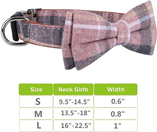 Vista 6 de Faleela - Bonito collar para perra suave y cómodo con lazo, collar con corbatín para perro macho, collar desmontable y ajustable para mascotas