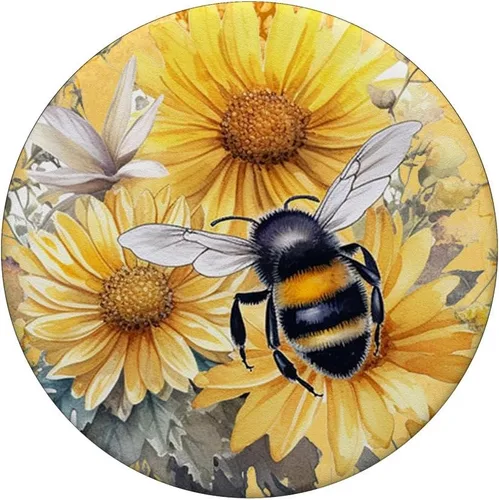 Vista 3 de Abeja de girasol abeja abeja miel abeja insecto abejorros amantes PopSockets estándar PopGrip
