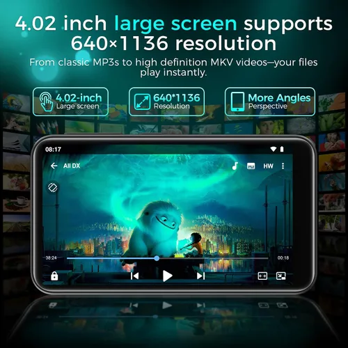 Vista 8 de 160GB MP3 Player, MP4 Player with Bluetooth and WiFi, ZAQE 4.02" Bluetooth Music Player, HiFi Sound Digital Music, MP3 & MP4 Player with Spotify