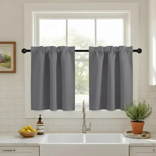 Vista 28 de NICETOWN Cortinas Opacas Cortas - Tratamiento de Ventana con Aislamiento Térmico, Niveles de Cortina Pequeños para Sala de Estar/Cocina, 2 Paneles