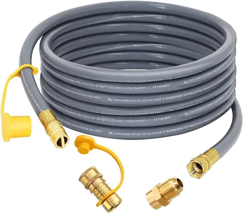 Vista 8 de Manguera de Gas Natural Mejorada de 12 Pies y 1/2 Pulgada con Conexión Rápida para RV, Línea de Gas para Parrilla Exterior con Accesorios