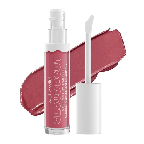 Vista 4 de wet n wild Liquid Lipstick Cloud Pout Marshmallow, Light Pink Cloud Chaser Mousse de crema labial mate Aceite de argán Vitamina E
