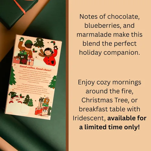 Vista 3 de Counter Culture Coffee Mezcla de café navideño iridiscente, tostado medio ligero, cultivado sosteniblemente, Kosher, café de grano entero, 12 onzas