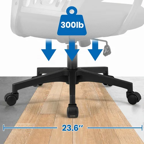 Vista 8 de Yaheetech Silla de oficina de malla con respaldo medio, ajustable, ergonómica, silla de trabajo para computadora, giratoria rodante con soporte