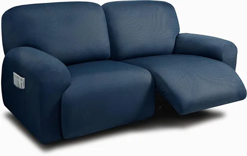 Vista 9 de ULTICOR Fundas para sofá reclinable de 8 piezas, fundas elásticas con hilo teñido para sofá reclinable de 3 cojines, gruesas, suaves y lavables Gris