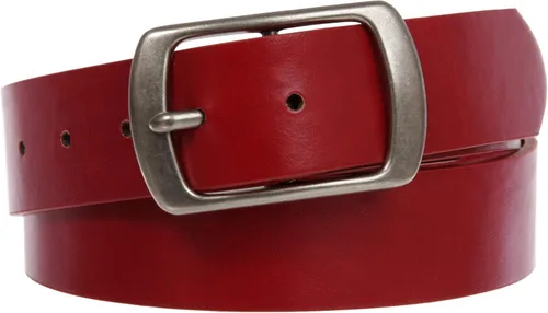 Vista 15 de Cinturón casual de cuero de la PU de las mujeres con la hebilla cuadrada del solo diente Rojo