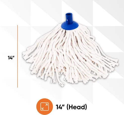Vista 2 de Superio Cabezal de repuesto para trapeador de hilo de algodón, repuesto para limpieza de suelos de madera dura, autoescurrido, resistente