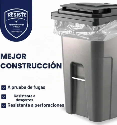 Vista 2 de Plasticplace Bolsas de basura transparentes resistentes de 1.5 mil, de 95 a 96 galones, 61 x 68 pulgadas, 50