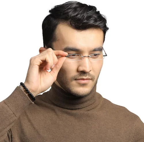 Vista 2 de LUFF Mini Reading Glasses for Men Women 2 Pack Upgrade Portable Readers Lightweight,Pocket,HD Lens,Rimless,Elastic Temples,Spring Hinge,Unisex