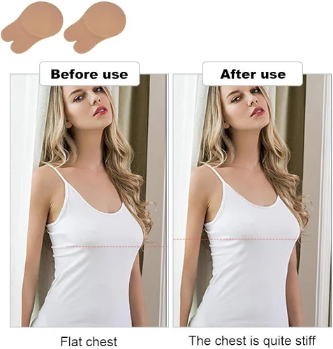 Vista 3 de Sujetador adhesivo, para mujer, reutilizable, para levantar pezón, autoadhesivo, sin tirantes, sin espalda, para vestido sin espalda