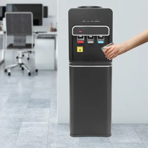 Vista 3 de Dispensador de agua de carga inferior de 5 galones, enfriador de agua con boquillas de agua caliente y fría para oficina, hogar, sala de estar Negro