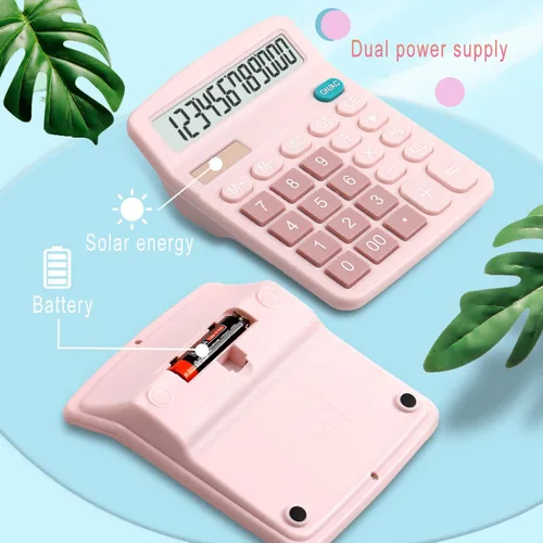 Vista 3 de YOUHO Calculadora de escritorio de oficina rosa, 12 bits 1PACK rosa