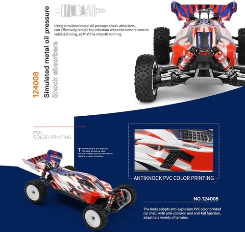 Vista 5 de GoolRC WLtoys 124008 - Autos RC sin escobillas para adultos, auto de control remoto a escala 1:12, 4WD 60KM/H, auto de carreras de alta velocidad