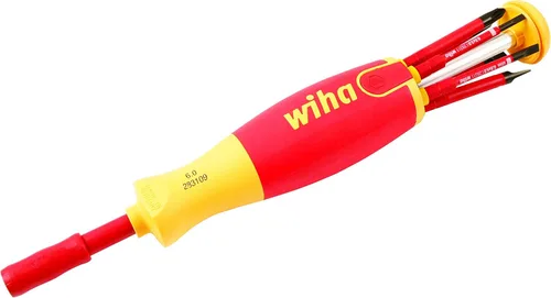 Vista 2 de Wiha 28393 - Juego de destornilladores emergentes de precisión con aislamiento, ranurados, 7 piezas y Klein Tools 32807MAG 7 en 1, destornillador