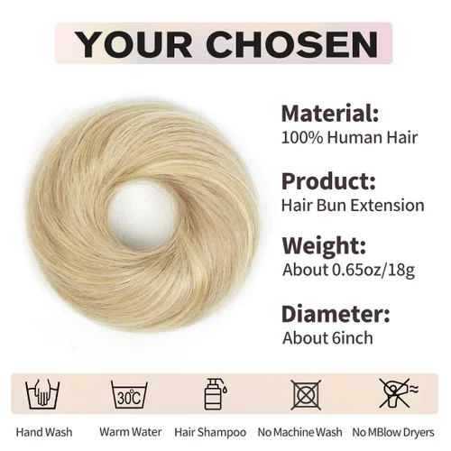 Vista 3 de Moño de Cabello Humano 100%, Moño Desordenado Pieza de Cabello Extensiones de Cabello Humano Real Moño de Cabello Rizado Natural Piezas de Cabello