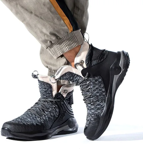 Vista 5 de SYLPHID Botas de acero para hombre, zapatos de seguridad para mujer, zapatos de trabajo antideslizantes, Al66-gris, 7 Women5 Men