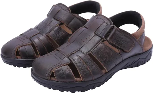 Vista 7 de Harssidanzar Sandalias de pescador de cuero para hombre Sandalias de dedo cerrado para hombres KM226US
