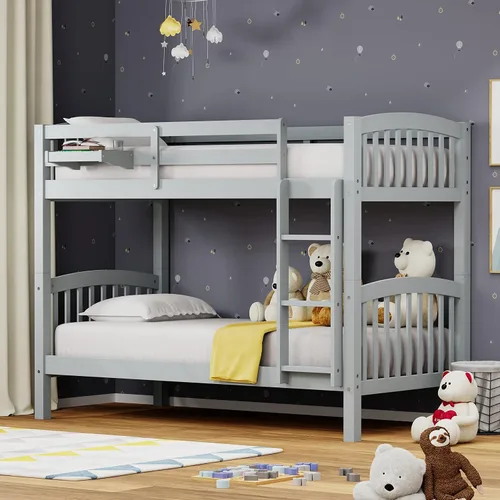 Vista 9 de Glenwillow Home Litera Arca de madera maciza individual sobre cama individual en gris claro
