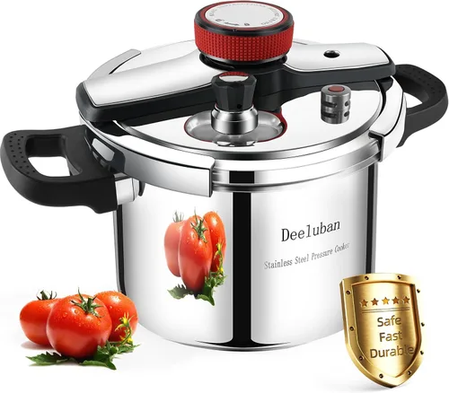 Vista 9 de Olla a Presión de Acero Inoxidable 304 4 QT (4.22 Quart) - Bloqueo de Seguridad a Prueba de Explosión, Operación con una Mano, Cocina Rápida