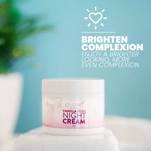 Vista 4 de Eva Naturals Crema de noche de vainilla – Hidratante facial durante la noche con vitamina E, C, complejo B y CoQ10 – Loción facial