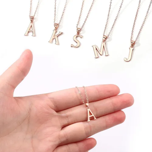 Vista 6 de S925 Sterling Silver Initial Necklaces for Women Girls, Dainty 14K Rose Gold Vermeil Initial Necklace Letter Initial Pendant Necklace for Women
