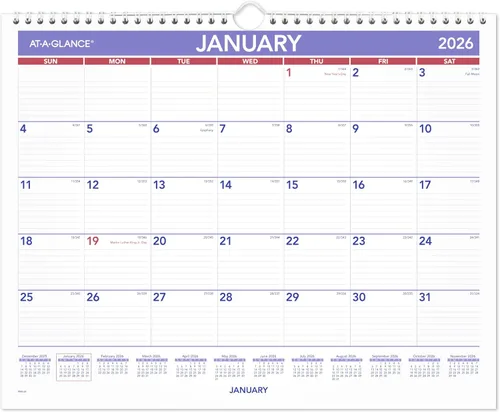 Vista 14 de AT-A-GLANCE Calendario de pared 2027, mensual, planificador de 20 x 30 pulgadas, bloques diarios a rayas (PM42827)