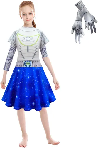 Vista 2 de ZIVANTO Vestido de disfraz para niñas de Zombies Alien de 4 a 12 años