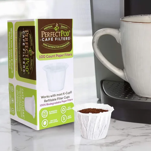 Vista 6 de Perfect Pod - Forros de papel reutilizables para cápsulas de café K Cup, se adapta a todas las marcas, compatible con todas las cápsulas