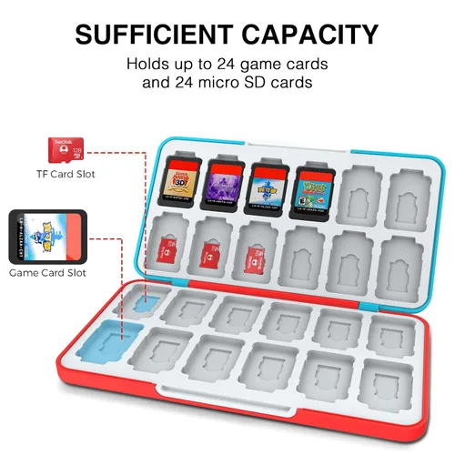 Vista 2 de HEIYING Switch Game Card Case for Switch&Switch OLED Game Card or Micro SD Cards, Custom Pattern Switch Game Card Case with 24 Game Card Slots and