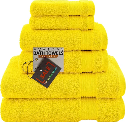 Vista 34 de American Bath Towels Juego de 6 toallas turcas de 100% algodón, ultra suaves, absorbentes, 2 toallas de baño, 2 toallas de mano, 2 toallas pequeñas
