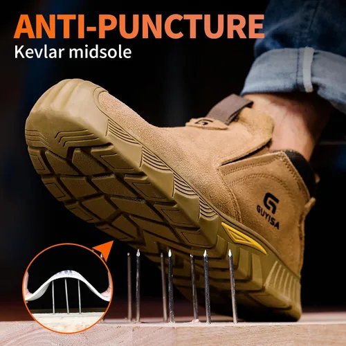 Vista 2 de Welding Boots for Men Slip On Work Boots for Men Fireproof Steel Toe Boots Men's Steel Toe Shoes Indestructible Safety Toe Shoes Construction Boots