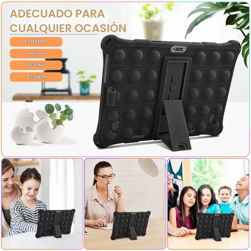Vista 8 de DETUOSI - Funda de silicona para tablet de 10,1 pulgadas, multiángulo, color negro with Shoulder Strap and Stylus Pen, Adjustable Stand, Built-in
