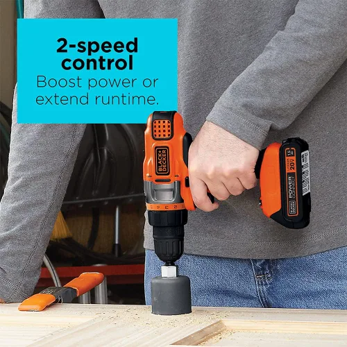 Vista 3 de BLACK+DECKER 20V MAX Taladro/desarmador inalámbrico con batería y cargador, luz de trabajo LED (LDX220C)