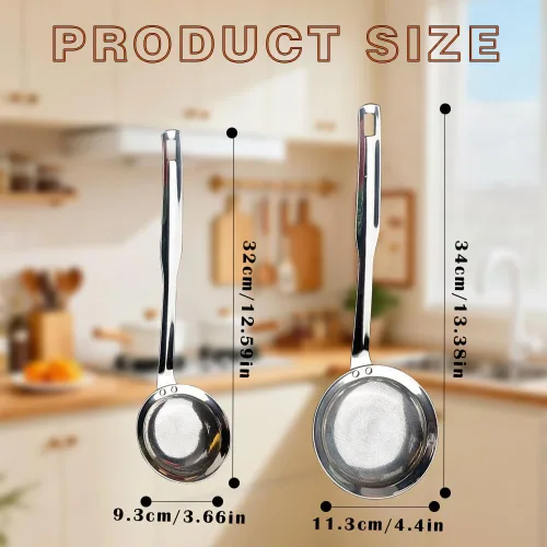 Vista 2 de Colador de acero inoxidable de malla fina, filtro de acero inoxidable 2025, colador de red de cocina multifuncional duradero (juego de 2 piezas)