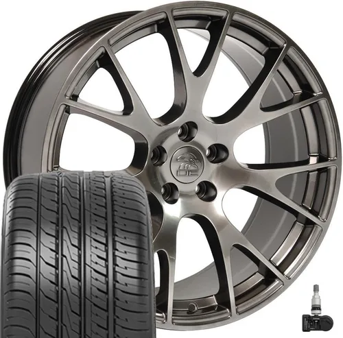 Vista 6 de OE Wheels DG15 20x9 Juego (4) neumáticos negros 5x115 y Ironman y TPMS