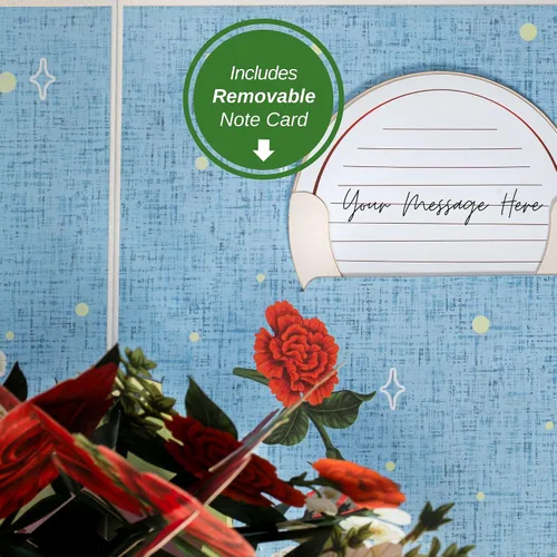 Vista 6 de Paper Love Tarjeta de Navidad desplegable, ramo de flores 3D con recuerdo, regalo de decoración navideña, 10 x 7 pulgadas con sobre y etiqueta