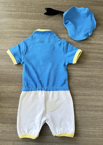 Vista 3 de stylesilove Mameluco y sombrero de algodón de manga corta inspirado en el pato Donald azul para bebé niño