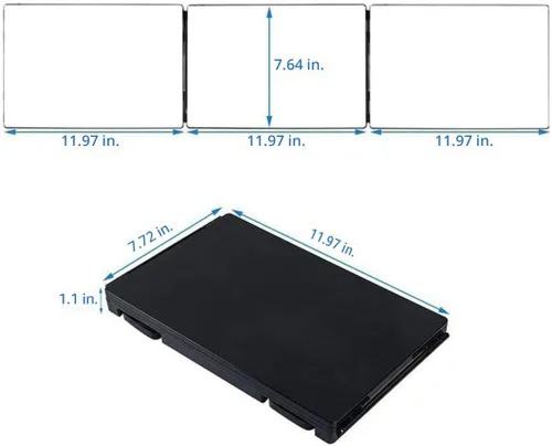 Vista 5 de HIEEY Espejo de 3 vías para corte de cabello con LED, espejo triple de 360 grados con ganchos telescópicos ajustables en altura y aumento de 5X