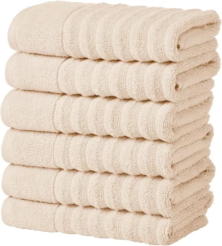 Vista 26 de Great Bay Home Juego de 6 toallas de mano – Toallas 100% algodón – Toallas absorbentes y de secado rápido para el baño (Duna)