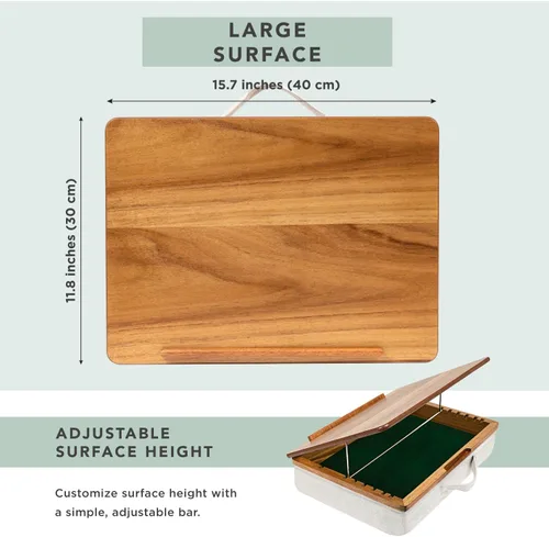Vista 5 de ROSSIE Home Escritorio de regazo con caballete de madera de acacia, natural