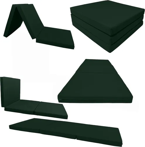 Vista 6 de D&D Futon Furniture Green Shikibuton - Camas plegables de espuma triple, alfombrillas plegables portátiles para piso, 3 x 27 x 75 pulgadas, densidad