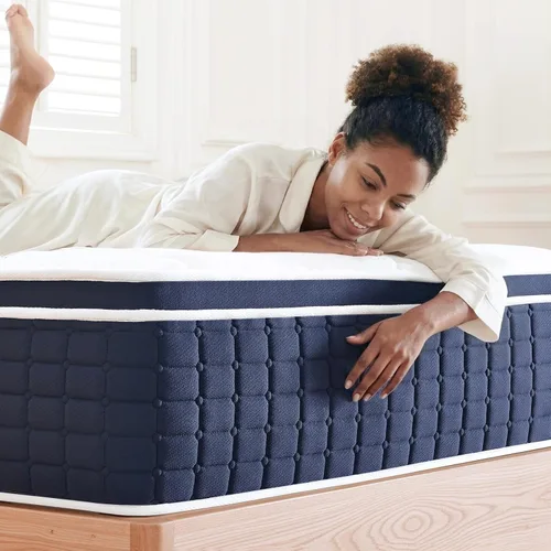 Vista 9 de Colchón Coolvie individual, híbrido de 10 pulgadas, resortes individuales con espuma viscoelástica, cama en una caja, sueño más fresco con alivio