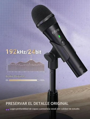 Vista 2 de FIFINE - Micrófono dinámico USB/XLR para grabación de podcast, juego de micrófono de mano de estudio con soporte de escritorio para voz, voz en off