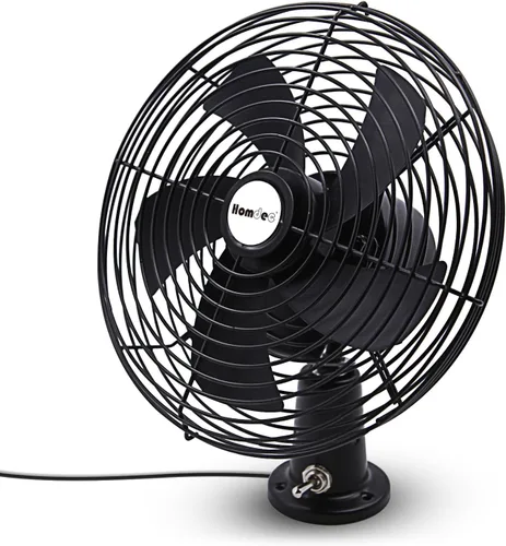 Vista 7 de Ventilador de refrigeración RV de 12 V con interruptor de 2 velocidades, ventilador de metal negro resistente de 8.75 pulgadas, 12 voltios de CC